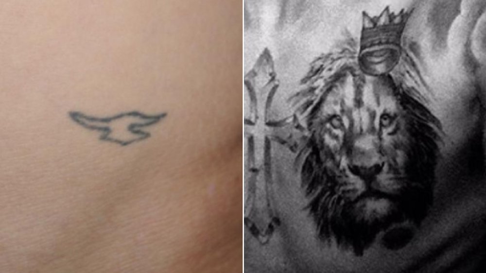 Justin Bieber's seagull tattoo, Justin Bieber's lion tattoo