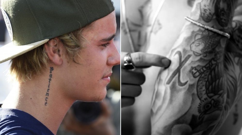 Justin Bieber's patience tattoo, Justin Bieber's x tattoo