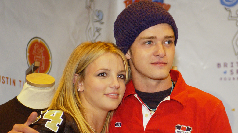 Britney Spears with then-boyfriend Justin Timberlake in 2002