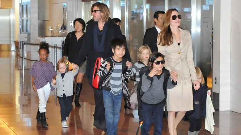 Brad Pitt and Angelina Jolie and their kids