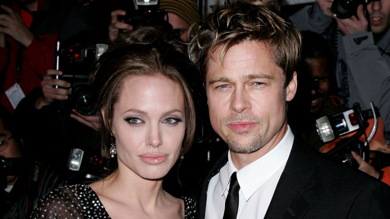 Brad Pitt and Angelina Jolie on a red carpet