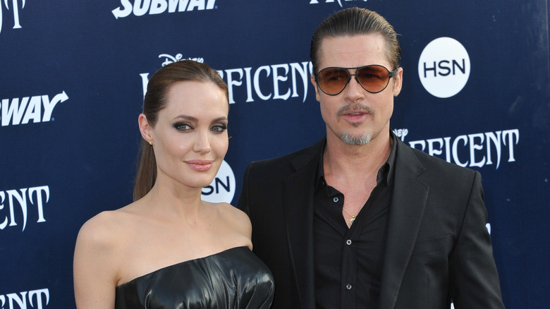 Brad Pitt and Angelina Jolie on a red carpet