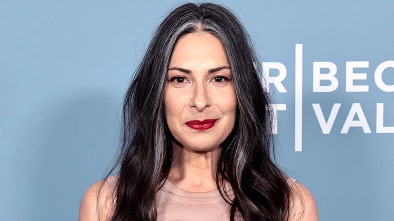 Stacy London dark red lipstick