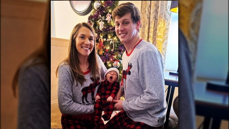 Hurd family with baby, Christmas