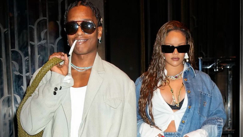 ASAP Rocky and Rihanna, walking on the street