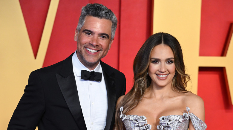 Cash Warren and Jessica Alba at the 2024 Vanity Fair Oscars party