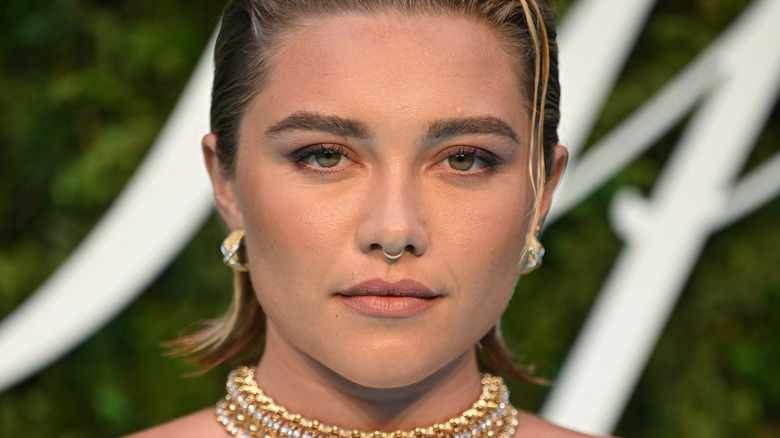 Florence Pugh looking at camera