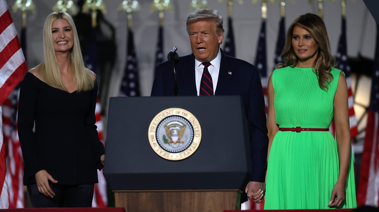 Ivanka, Donald, and Melania Trump onstage