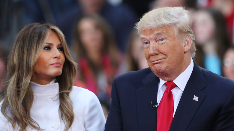 Melania staring Donald Trump surprised