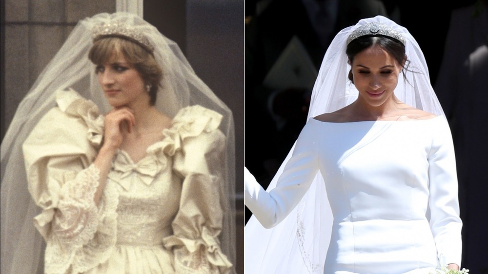 Princess Diana and Meghan Markle at their royal weddings