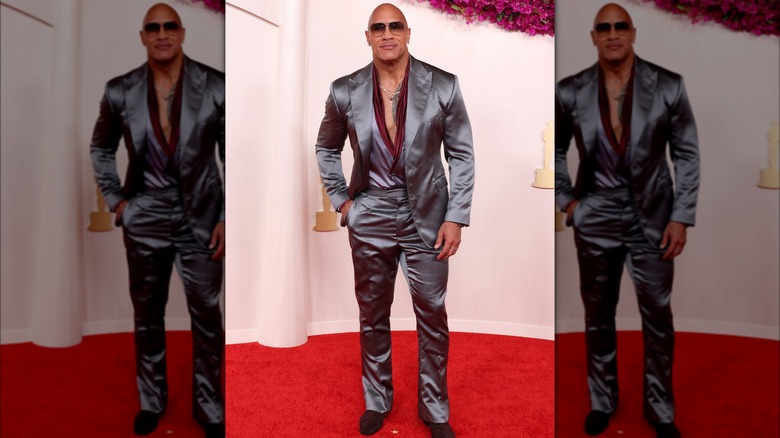 Dwayne Johnson metalic gray suit