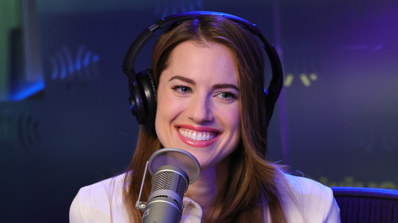 Allison Williams with headphones