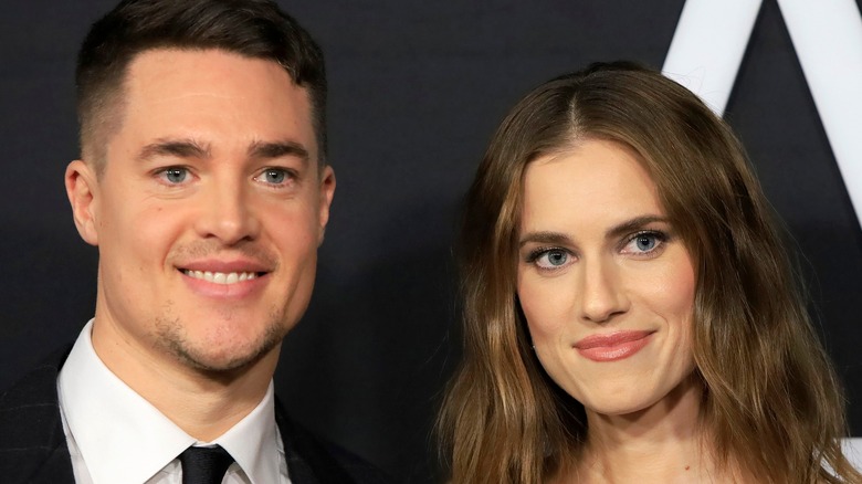 Allison Williams posing with Alexander Dreymon