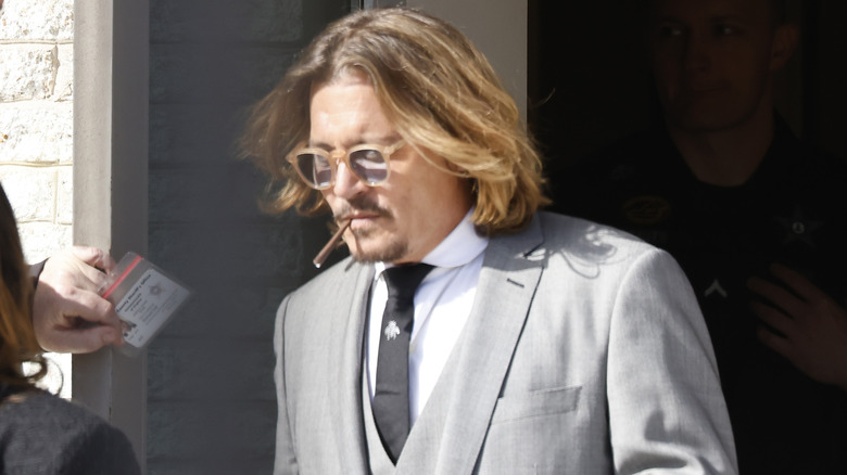 Johnny Depp is seen outside court for the start of a civil trial at Fairfax County Circuit Court