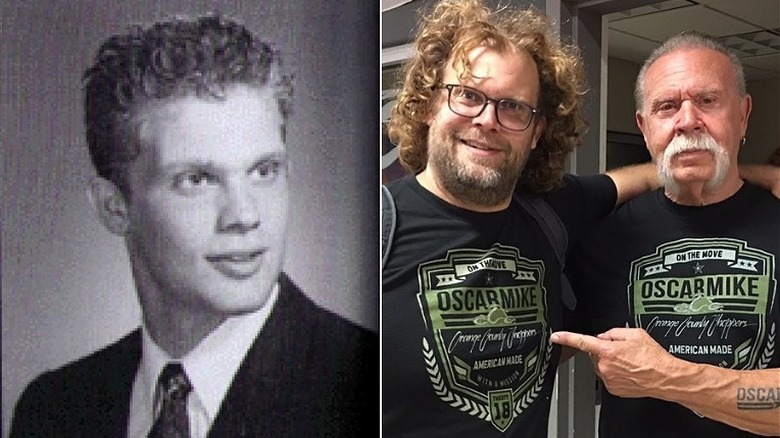 Left: Michael Teutul high school photo; Right: Michael with father Paul Teutul Sr.