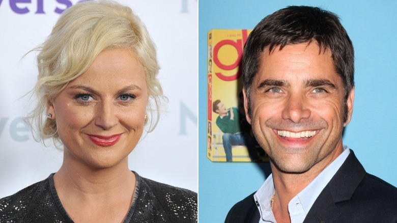 Amy Poehler and John Stamos side by side