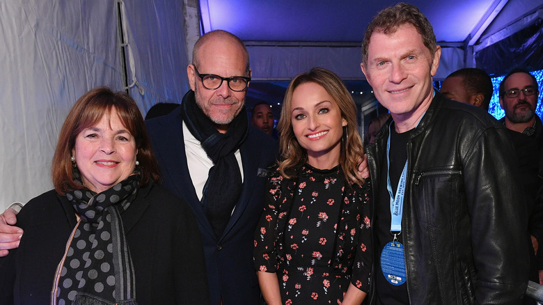 Ina Garten, Alton Brown, Giada De Laurentiis, and Bobby Flay posing