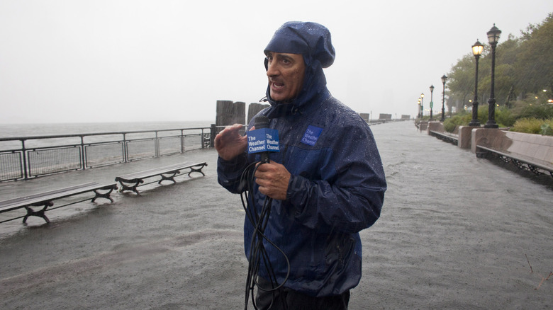 Jim Cantore reporting in the rain