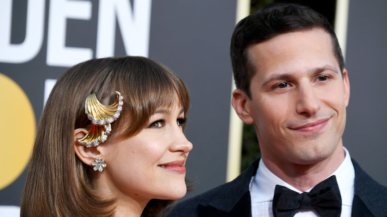 Andy Samberg and Joanna Newsom smiling