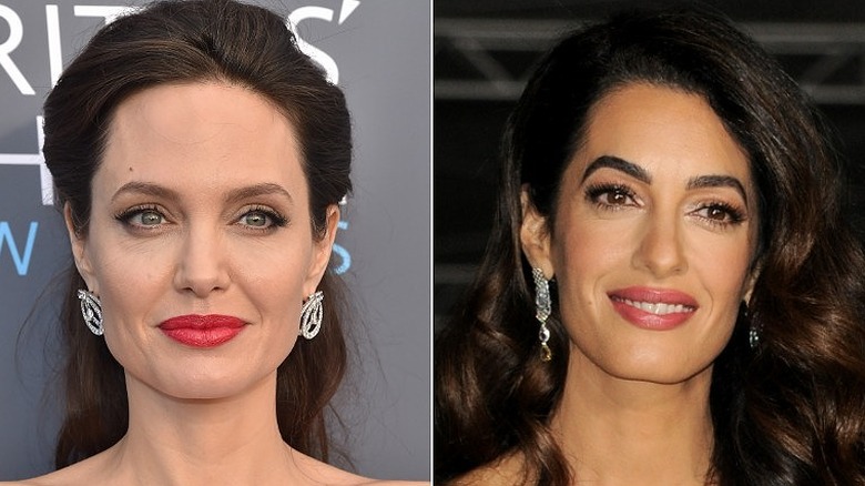 Angelina Jolie; Amal Clooney smiling 