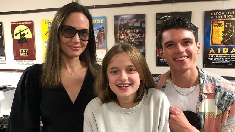 Angelina Jolie and Vivienne meeting "Dear Evan Hansen" cast