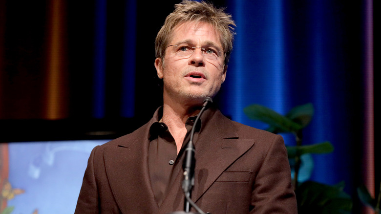 Brad Pitt speaking on stage