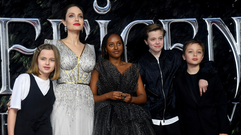 Angelina Jolie with Shiloh, Knox, Vivienne, and Zahara on the red carpet