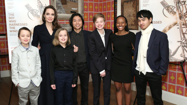 Angelina Jolie and her six children attend the 'Boy Who Harnessed The Wind' premiere