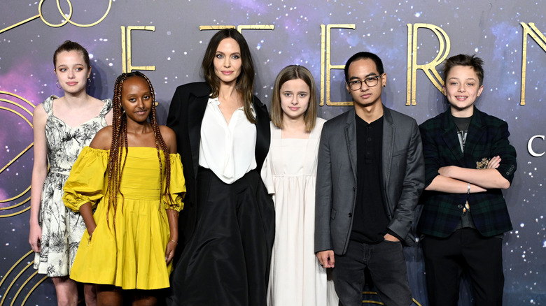 Angelina Jolie and her kids attend the 'Eternals' UK premiere