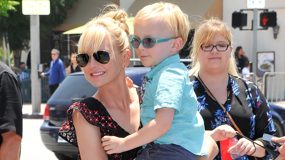 Anna Faris with son Jack in her arms