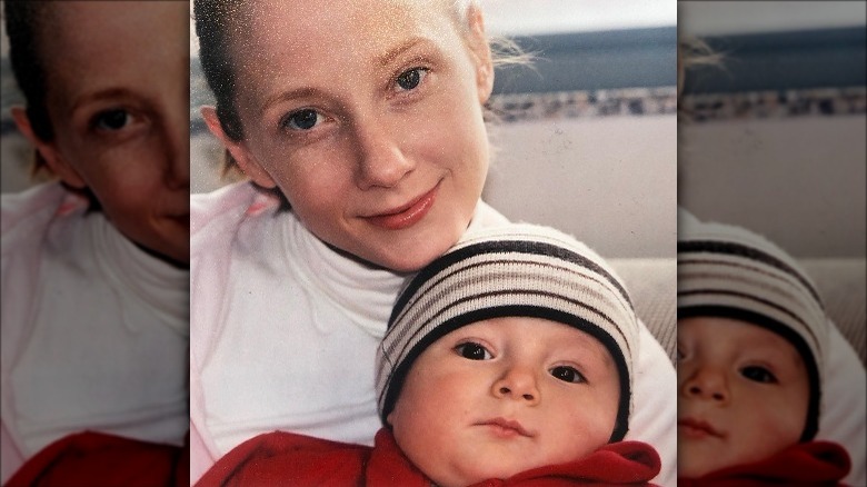 Anne Heche poses with Homer as a baby