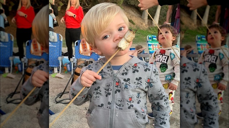 Hudson Anstead eating a marshmallow