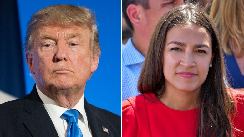 Donald Trump and Alexandria Ocasio-Cortez side by side