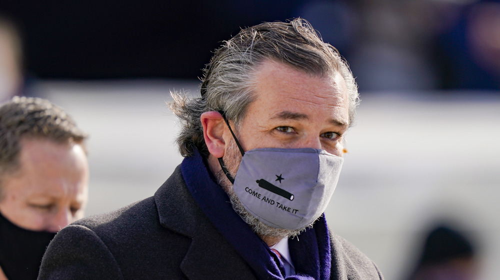 Ted Cruz wearing a face mask