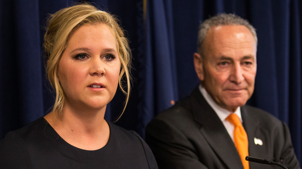 Amy Schumer and Chuck Schumer press conference