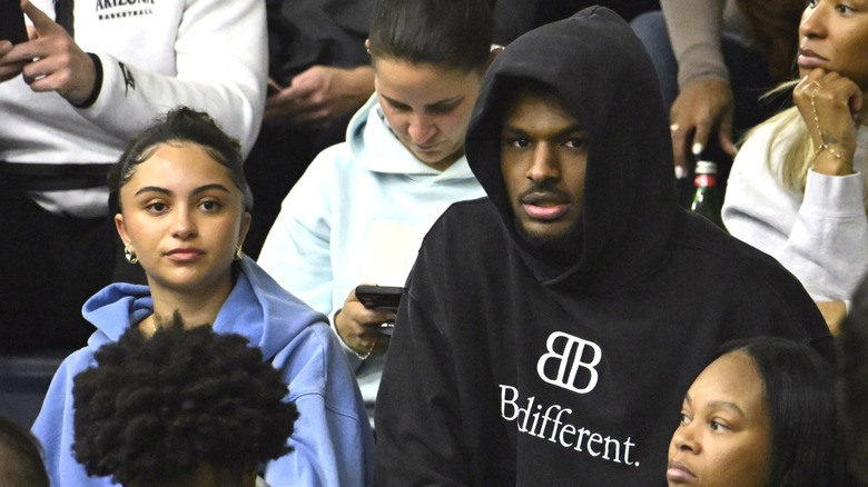 Parker Whitfield and Bronny James at Bryce James' high school playoffs.