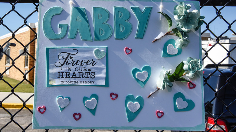 Memorial sign for Gabby Petito