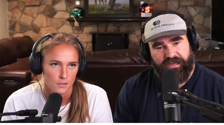 Kylie McDevitt rolls her eyes at Jason Kelce