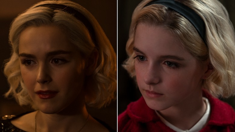 Kiernan Shipka, Mckenna Grace wearing black headbands