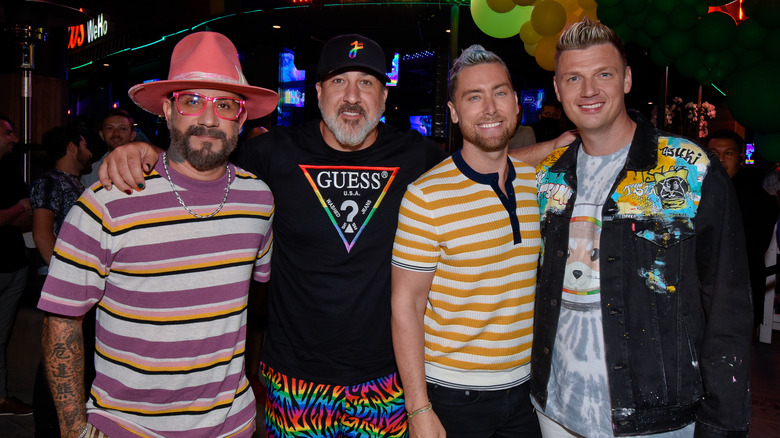 AJ McLean, Joey Fatone, Lance Bass, and Nick Carter pose together