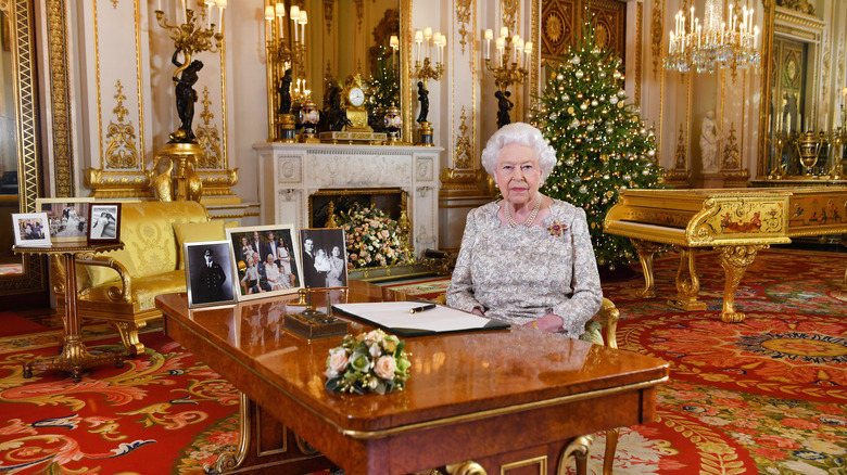 Queen Elizabeth II giving her traditional Christmas address