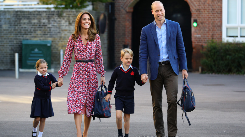 Princess Charlotte, Kate Middleton, Prince George, Prince William walking