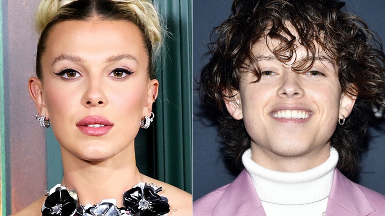 Millie Bobby Brown and Jacob Sartorius split image