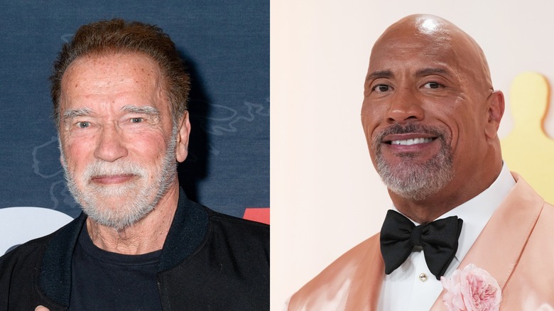 Arnold Schwarzenegger Dwayne Johnson side-by-side