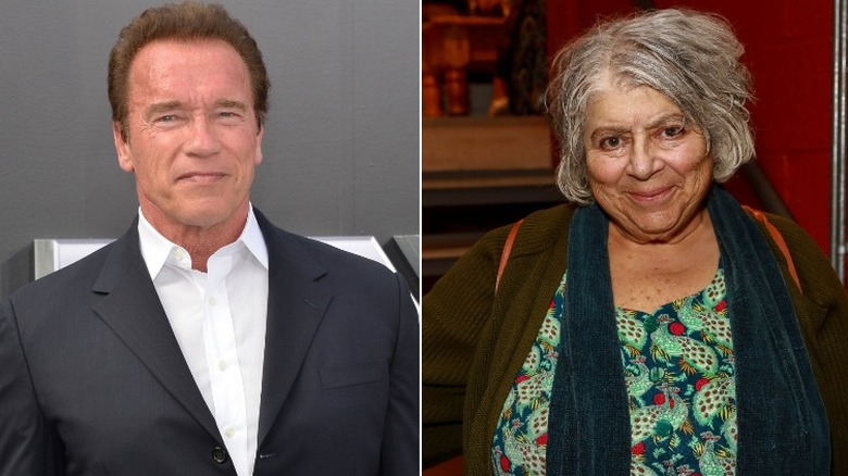 Arnold Schwarzenegger and Miriam Margolyes side by side