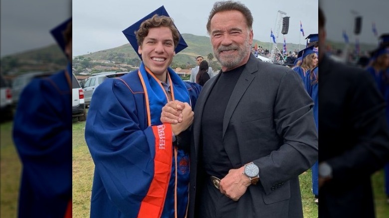 Joseph Baena and Arnold Schwarzenegger at Baena's Pepperdine University graduation