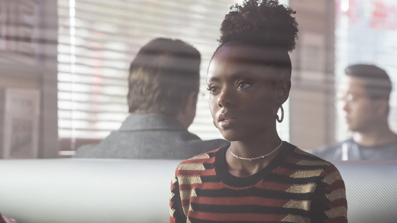 Ashleigh Murray sitting in diner in Riverdale