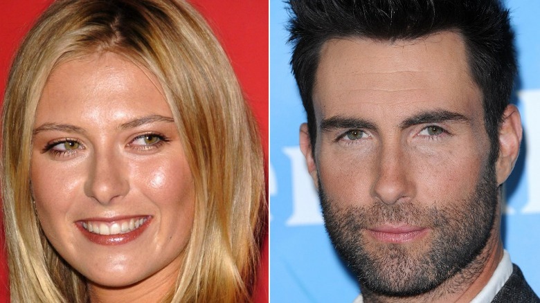 Adam Levine, Maria Sharapova posing