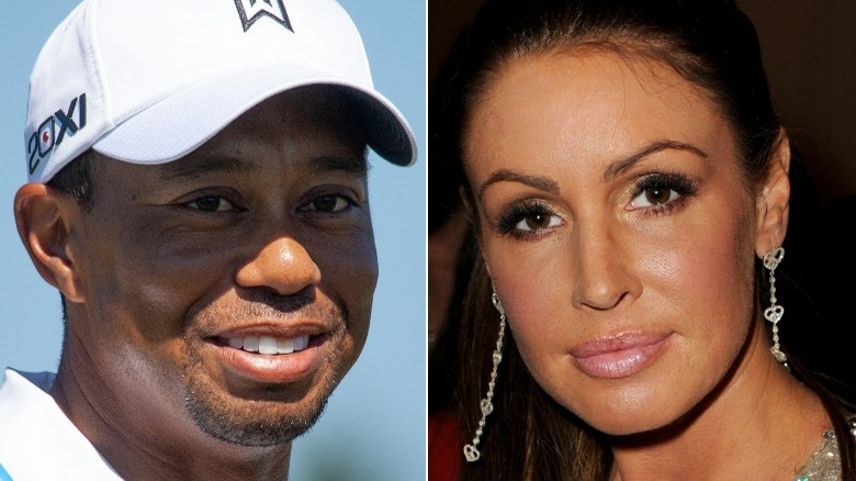 Tiger Woods smiling, Rachel Uchitel