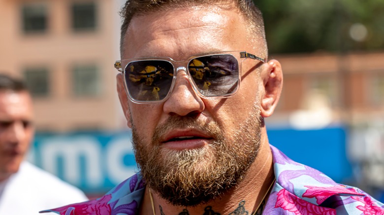 Conor McGregor wearing a floral shirt